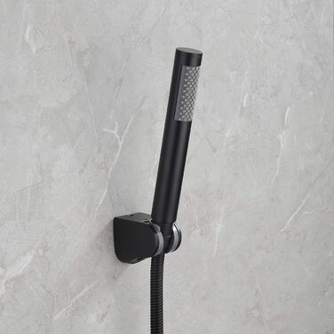 KES Handheld Shower Head Shower Head Bathroom SUS304 Shower Head with Shower Head Holder and Shower Hose Stainless Steel Brushed, LP150-BS (Black)