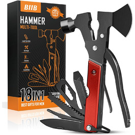 Мультитул BIIB 12 в 1: Подарунок для чоловіків на Різдво, День народження, кемпінг. Преміум якість, чорний (червоний)
