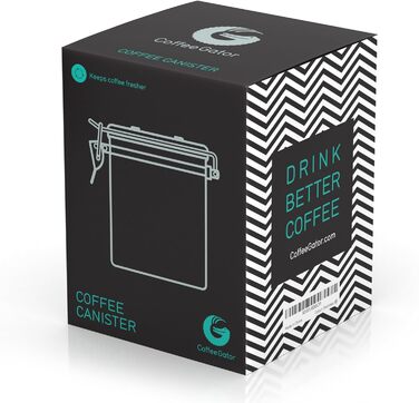 Контейнер для кави Coffee Gator з нержавіючої сталі, герметичний, з датою відкриття, клапаном CO2, мірною ложкою, для кавових зерен, меленої кави, горіхів, чаю, цукру, борошна, у подорожах, срібний, M/Mini