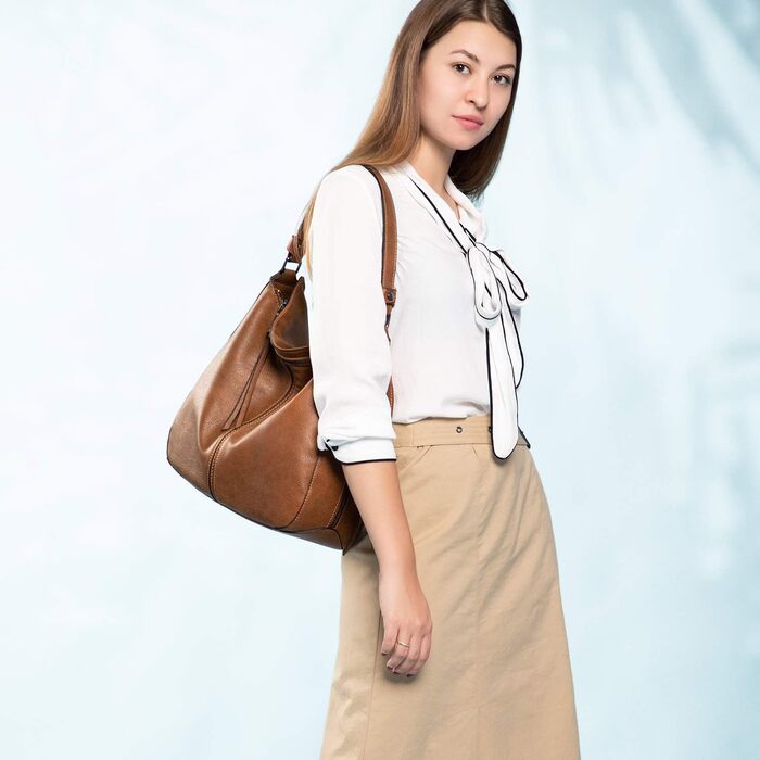 Жіноча сумка-шопер Reaer середнього розміру, чорно-пісочного кольору, зі шкіри PU, на плече та через плече, вінтажна сумка-хобо для роботи, офісу та покупок