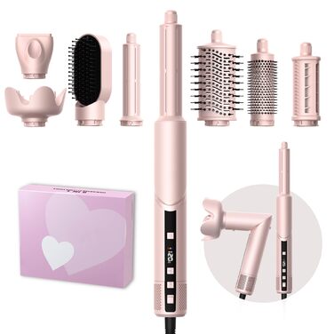 Pro Airbrush Air Styler 6 в 1: Фен-щітка, плойка, стайлер для волосся, 1000W (Червоний)