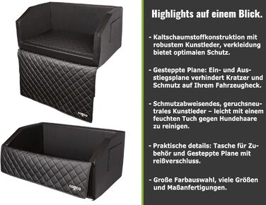 CopcoPet Автомобільне ліжко для собак у багажник, 110x90x38 см, штучна шкіра, захист багажника, водовідштовхувальне, стійке до подряпин, нековзне, міцне з захисним покривалом, чорне, 110 x 90 см