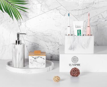 Тримач для зубних щіток Luxspire з 3 відсіками, для електричних щіток, органайзер для зубної пасти та ручок, білий