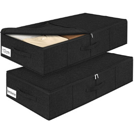 Коробки для зберігання під ліжко MePure, 2 шт. – 50л, складані, з кришкою та блискавкою, сірі. Підходять для одягу, ковдр, постільної білизни, подушок. Розмір 76×38×17 см