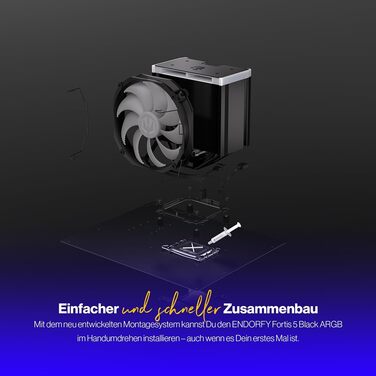 Система охолодження CPU Endorfy Fortis 5 Black ARGB з вентиляторами 140 мм та 120 мм, підтримка AM4, AM5, LGA1700, LGA1200