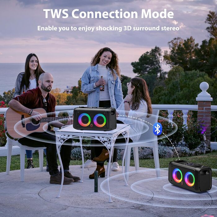 Караоке-машина JYX з 2 бездротовими мікрофонами, портативна Bluetooth-колонка для дорослих та дітей, PA-система, підтримка TF-карт/USB, AUX-вхід, TWS, модель T22T