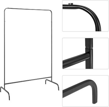 EUGAD Clothes Rack Coat Rack Laundry Rack, Coat Clothes Stand, Clothes Rail White, 99x46x153cm, Heavy Duty Cloth Rail (Black)