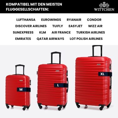 Валіза на колесах Wittchen Groove Line L, велика, чорна, з ABS-пластику, з кодовим замком, 4 колеса, для авіакомпаній Lufthansa/Eurowings/Ryanair