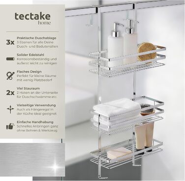 Підвісна полиця для душу tectake® на 3 яруси, органайзер для ванної кімнати