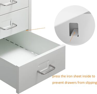 HollyHOME Mobile File Cabinet with 6 Drawers, Rolling File Organizer, Office File Cabinet, Metal Storage Cabinet with Wheels for Home, Office, and School, White White 6-Drawers