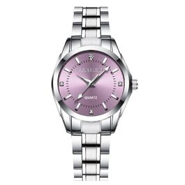 Жіночий аналоговий кварцовий годинник на сталевому браслеті, 3 стрілки, корпус 27 мм (срібно-фіолетовий)