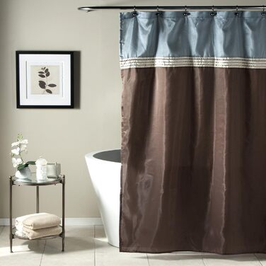 Тканинна штора для душу Lush Decor Terra Stripes, Бежево-слонова кістка, 183x183 см, Поліестер