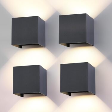 LED-водостійка настінна лампа FUPE 15W для внутрішнього та зовнішнього використання. Регульований кут світла, 3 кольори, IP65, алюміній, квадратна, чорна. Комплект 1