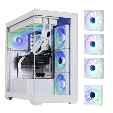 Корпус для ПК BitFenix CETO White з високою вентиляцією та склом Panoramic Tempered Glass, підтримка Reverse Connection Motherboard, 4x ARGB вентилятори Infinity Mirroring, підтримка 360mm AIO та GPU 410mm
