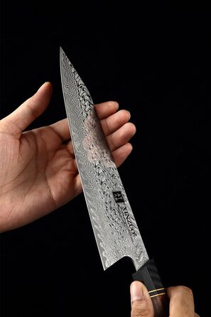 Японський ніж для кухні XINZUO Damaststahl 21.5 см, Kiritsuke, професійний, ручної роботи, з нержавіючої сталі Дамаск, дерев'яний потиск, магнітний чохол, подарункова коробка з акації
