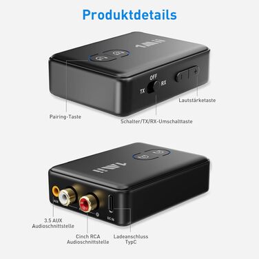 Bluetooth-трансмітер та ресивер 1Mii ML302+, двоканальний адаптер для ТБ та навушників (Dual Link)