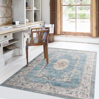 Килим TALETA для вітальні, спальні, офісу: вінтажний, квітковий, 160 x 230 см, блакитний