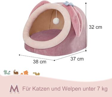 Кішечка-будиночок для котів Jiupety, ліжко-печера для котів, зелений, середній (38x37x32 см), з неслизьким дном, знімний, з можливістю прання