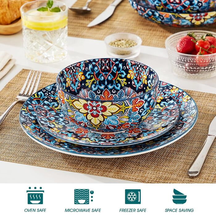 Набір мисок Vancasso з богемської кераміки, 800 мл, кольоровий набір мисок для кухні, сумісний з посудомийною машиною та мікрохвильовою піччю, для салату, макаронів, рису, вівсянки, фруктів