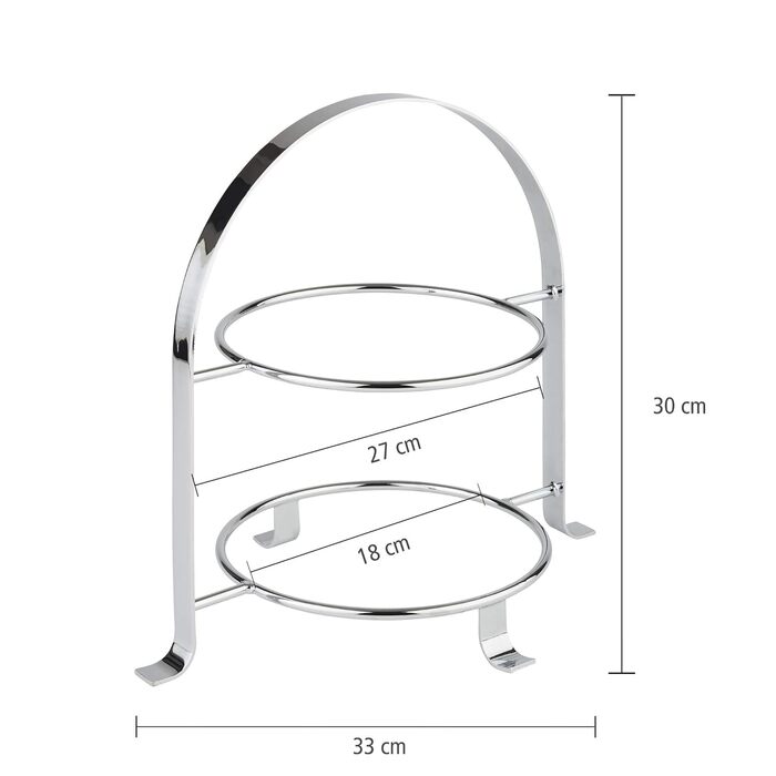 APS Serving Stand – High-quality cake stand made of chrome-plated metal for two plates with a max. Ø of 27cm – Total height 30cm (plates not included)