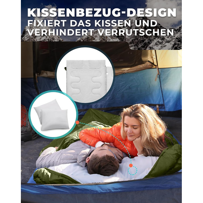 KingCamp Double Sleeping Bag - Winter Adult Sleeping Bag for 2 People with Carry Bag - Outdoor Camping