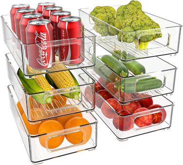Stackable Refrigerator Organizer, Storage Box Kitchen Organizer, Pantry Food Container Transparent Containers for Refrigerator, Kitchen, Cabinets