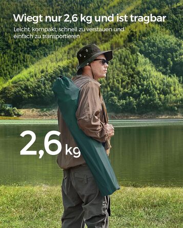 SONGMICS 2-Pack Folding Chair Camping Chair Folding Chair Comfortable Heavy-Duty Construction Max. Load Capacity 150 kg with Cup Holder Outdoor Chair (Dark Green)