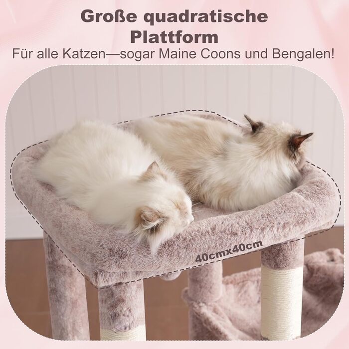 Дерев'яний комплекс для котів Heyby Kratzbaum 120см з X-основою, багатоярусний, з гамаком та дряпалкою (Колір: коричнево-бежевий)