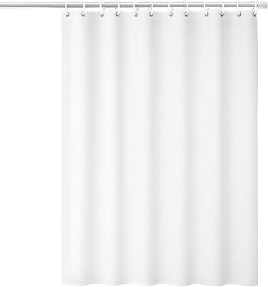 Шторка для душу Uniclife, біла, 180x180 см, тканинна, водонепроникна, з 12 гачками, з обтяженим краєм, для ванни