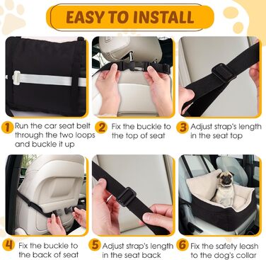 Автокрісло для собак - чорне, з м'яким двостороннім килимком та страхувальним ременем. Підходить для маленьких собак, встановлюється на заднє та переднє сидіння.