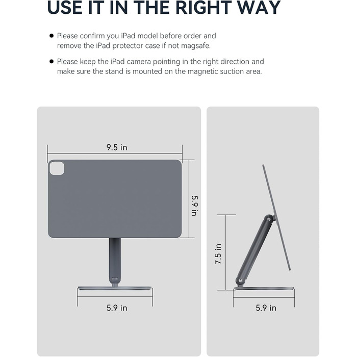 Магнітна підставка LULULOOK для iPad Pro 13''/12.9'' та iPad Air 11''/13'' M4/M2 — поворотна на 360°, складна, алюмінієва