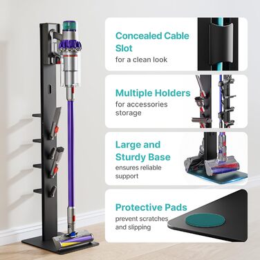 Підставка для пилососів Dyson з 4 гачками та 4 полицями, сумісна з моделями Gen5, V15, V12, V11, V10, V8, V7 та V6, без свердління, для зберігання пилососа та аксесуарів