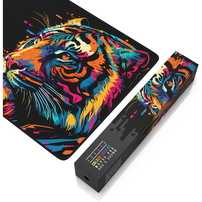 Ігровий килимок для миші CSL XXL Gaming Mousepad (900x400 мм), Alchemy Colour Tiger 2 — великий килимок на весь стіл для Razer, Logitech, Roccat