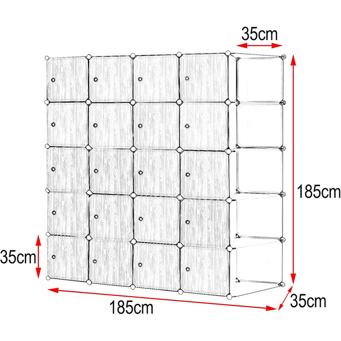 WOLTU Wardrobe/Clothes Cabinet with Shelf System, Bookshelf, Shoe Rack, DIY Shelf with 2 Clothes Rails, Super Large SR0102she