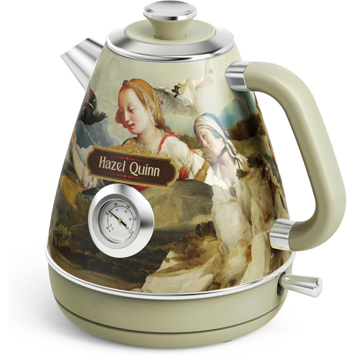 Hazel Quinn Kettle Retro Vintage Design Stainless Steel, 1.7 Liter, BPA-free, Stainless Steel, Automatic Shut-off, Water Kettle Temperature Display, Strix Controller, Dry Boil Protection, Renaissance