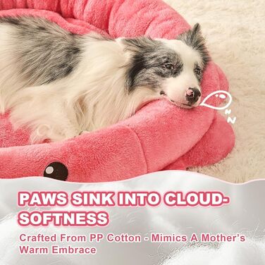 Кругле ліжко для собак та котів XL, рожево-червоне, Boho стиль, з м'яким знімним подушечкою, ліжко-антистрес для великих собак