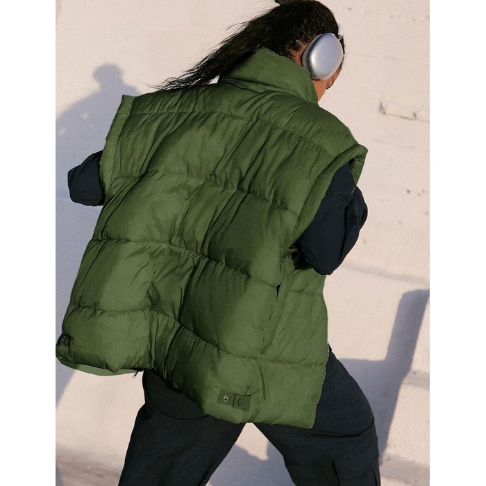 Жіноча зимова коротка пуховик Wete Легка тепла куртка з рукавами-крилами та кишенями, чорний (XXL, Армійний зелений)