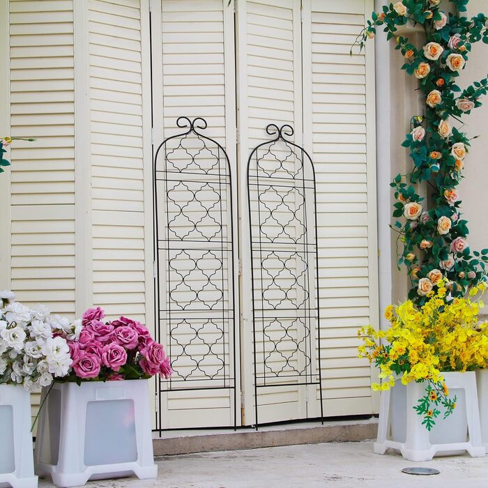 Садова опора SCENDOR GARDEN 150×40 см для витких рослин, винограду, огірків, томатів, квітів і овочів, металеві гратчасті панелі для пергол, 2 шт.