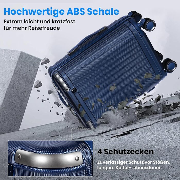 Набір валіз Tavoxda 3 шт. з TSA-замком, з регульованою ручкою, великі валізи, набір для подорожей для жінок та чоловіків (1 шт, темно-синій)