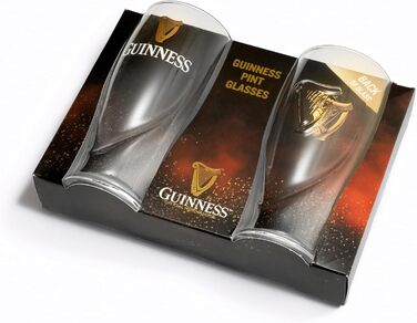 Набір з двох склянок для пива Guinness з логотипом та дизайном арфи, 568 мл (2 шт.)