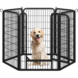 Yaheetech 100cm Foldable Dog Playpen - 6 Panel, Freestanding Kennel for Dogs - Indoor & Outdoor Use, Tool-Free Assembly