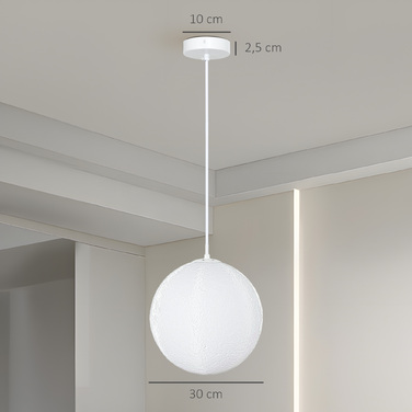 HOMCOM 3D Moon Pendant Lamp Hanging Light with APP Control, Music Moon Lamp Ceiling Lamp with CCT and RGB Color Changing for Kitchen, Dining Room, Cream White | Aosom
