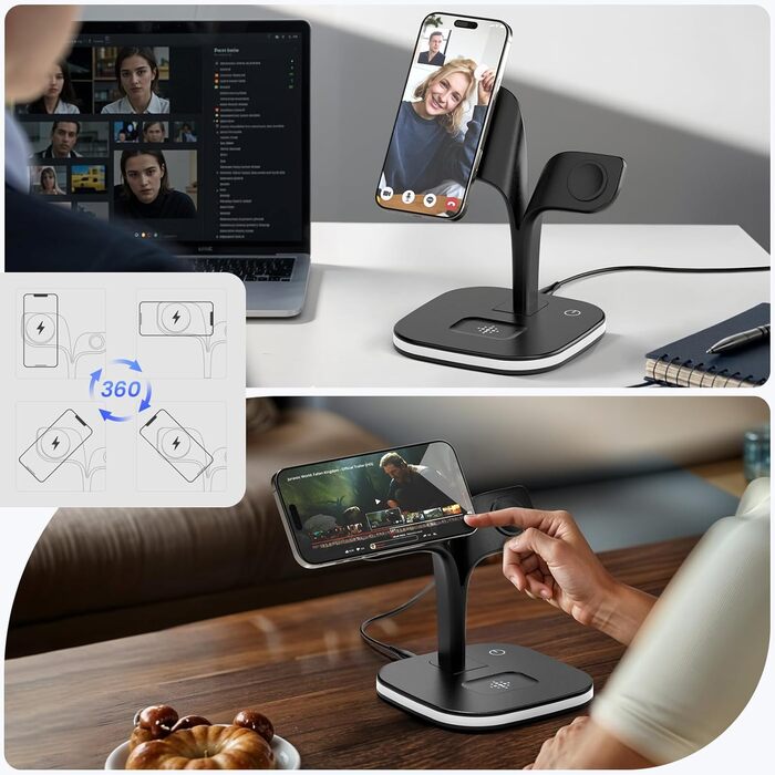 Magsafe Зарядний пристрій 5-в-1 COLSUR для iPhone 17/16/15/14/13/12 Pro Max, Apple Watch 10/9/8/7/6/5/4/SE/2/Ultra, AirPods 4/3/2/Pro - Чорний