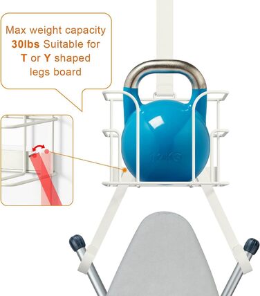 Кріплення для прасувальної дошки TJ.MOREE для дверей/стіни, біле. Організатор для прасування, зберігання прасувальної дошки та праски.