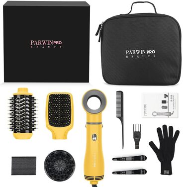 Набір для укладки волосся PARWIN PRO BEAUTY 5 в 1: фен-щітка з іонізацією, 1100 Вт, 5 насадок для сушіння, випрямлення, об'єму та укладки