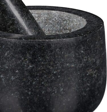 Набір для приготування спецій Relaxdays: гранітний ступка та пестик, 12 см, 300 мл, чорний