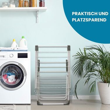 Розкладна сушарка для білизни Allyson, двоярусна, регульована по висоті, складна, вологостійка, з нержавіючої сталі, 20 метрів сушильної поверхні для дому та вулиці