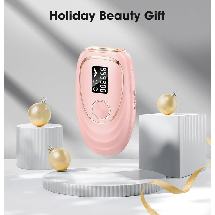 Пристрій для епіляції IPL з лазером та охолоджувальною функцією Haarlosy, 5 рівнів інтенсивності, 999 900 імпульсів світла, для жінок та чоловіків, обличчя, під пахвами, ноги, тіло (білий, рожевий)