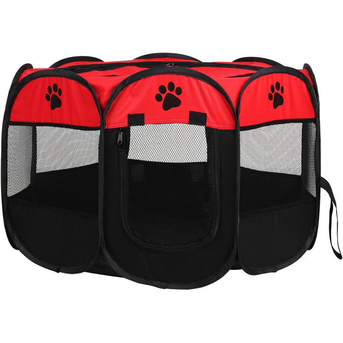 Летворезист для цуценят, кроликів, курчат: портативний, складаний, з сіткою та блискавкою. Підходить для використання в приміщенні та на вулиці (червоний)