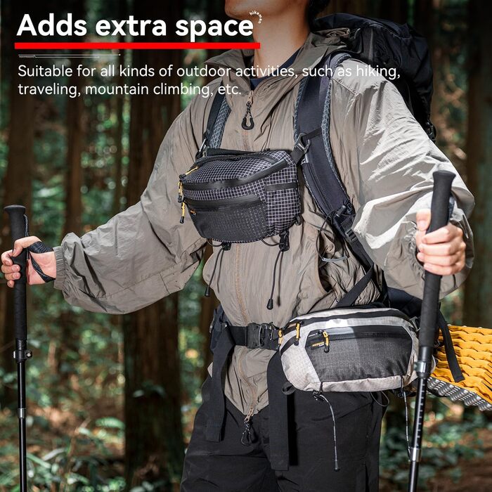 Чоловіча поясна сумка на пояс, чорна, ультралегка, водонепроникна, з нейлону, для спорту, подорожей, прогулянок з собакою